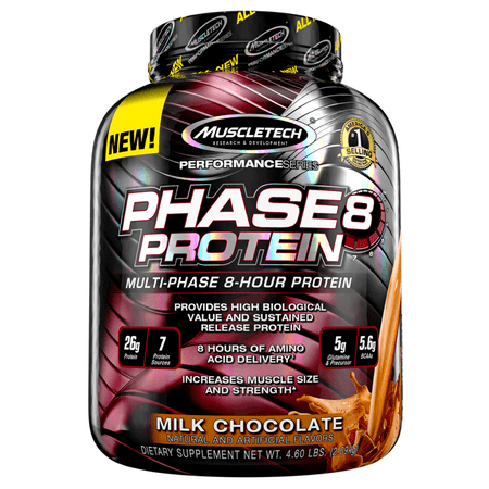 Phase8 Whey Protein Powder, Sustained Release 8-Hour Protein Shake, Milk Chocolate, 50 Servings (Best Sustained Release Protein)