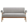 thumbnail image 5 of Loveseat Sofa Couch, Light Grey Gray, Fabric, Wood, Living Kitchen Cafe Bistro Hospitality Restaurant, Modern Contemporary HB36210, 5 of 9