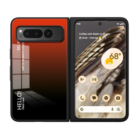 SaniMore for Google Pixel Fold Case 7.6-inch 2023, 3-Layer Shock Absorbing Rugged PC Back & TPU Bumper Slim Gradient Glass Anti-Fall Drop-Protection Shell Designed for Google Pixel Fold, Red