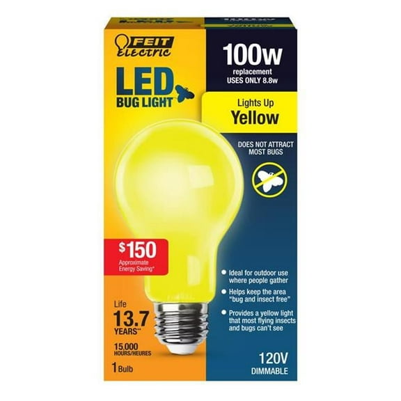 100 Watt Equivalence A19 E26 Medium LED Bulb, Yellow
