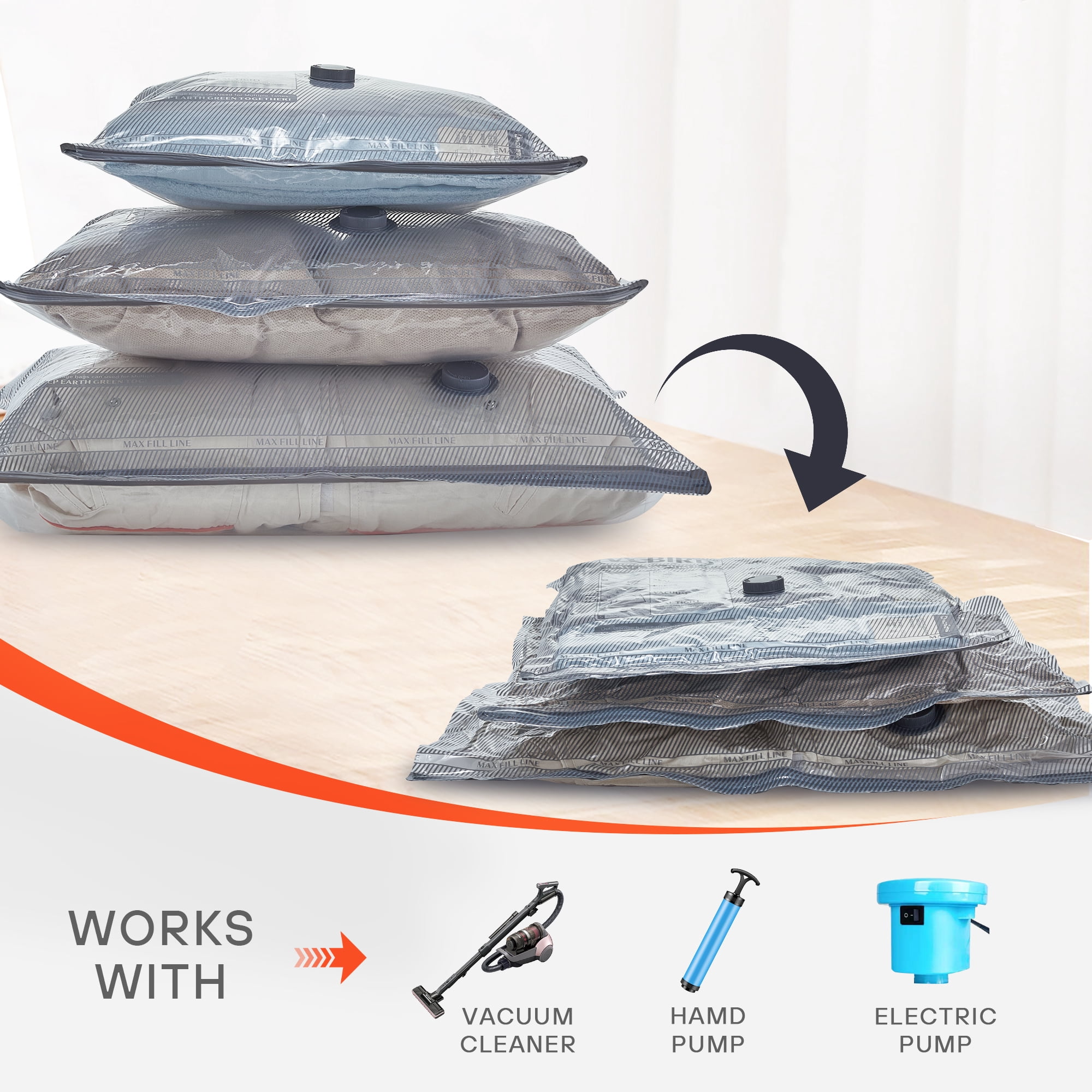 Vacbird 16 Pack Travel Vacuum Storage Bags for Luggage, Vacuum Packing Seal Bags for Clothing, Carry-on Size Space Saver Compression for Clothes Travel(No Pump)