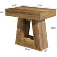 thumbnail image 5 of 24" Modern Side Table 2-Tier Narrow Wooden End Table Trapezoid Base Farmhouse Small Nightstand For Living Room Bedroom Sofa Couch (Brown 2-Piece Set), 5 of 8