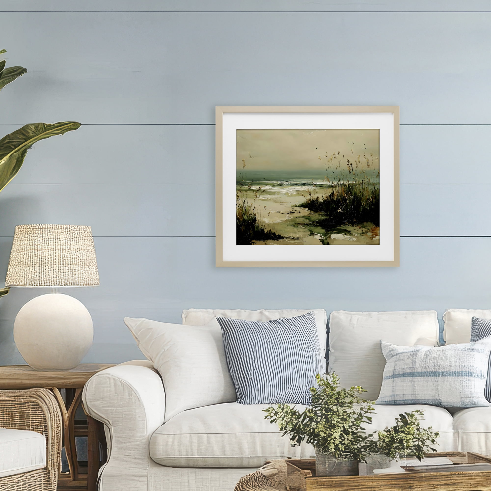 Stupell Industries Sea Oats on the Beach Birch Framed Print Under Glass, design by Franklyn Gregory