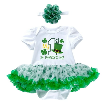 

crtigd Long Sleeve Shirt Baby Print Girls Boys Fall Short Sleeve St. Patric.k s Day Romper Bodysuit Dress Clothes