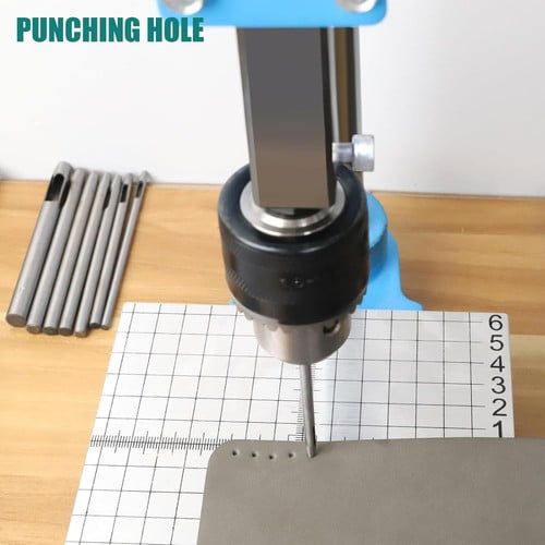 TOAUTO Premium Manual Leather Punch Tool Mute Hand Press Punching Machine with Chuck, PP & Aluminum Plates for DIY Leather Craft