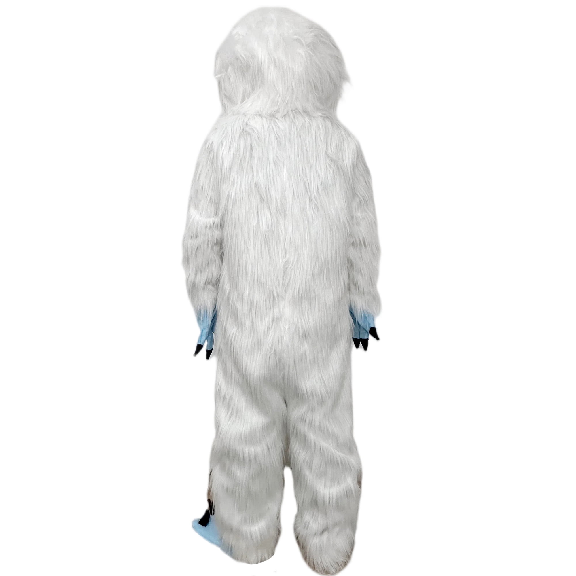 White Yeti Mascot Costume - Adult Size Full Body Snowman Monster Suit with Blue Paws