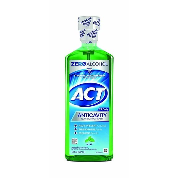 Act Anti-Cavity Mouthwash Flouride Freshens Breath, Mint, 18oz, 2-Pack
