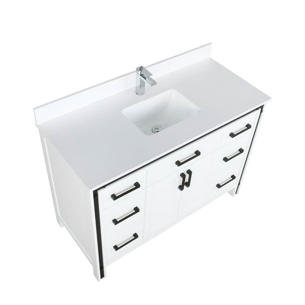 48 White Single Vanity Cultured Marble Top Square Sink And No Mirror Com White Square Sink And No Mirror, How Are Cultured Marble Vanity Tops Madeira