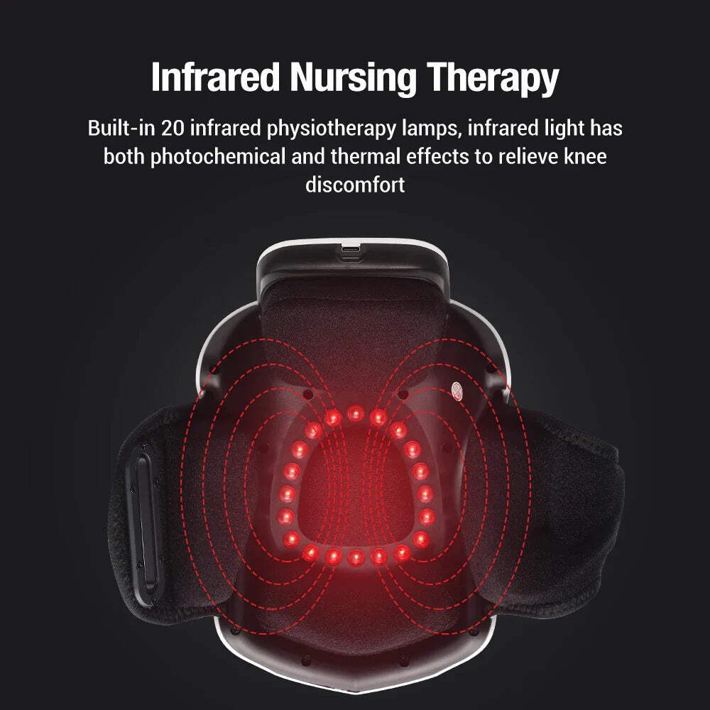 4-in-1 Cordless Knee Massager with Heat, Vibration, Air Compression & Red Light, Rechargeable Wrap for Soothing Joint Comfort and At-Home Relaxation