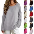 thumbnail image 2 of Gsakboxl Summer Tops For Women Women Hollow‑Out Sheer Knit Pullover Lightweight Crewneck Long Sleeve Sweater for Spring Autumn Layering Beige, 2 of 8