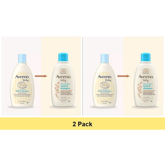 AVEENO Baby Wash & Shampoo, Lightly Scented 12 oz - 2 Pack