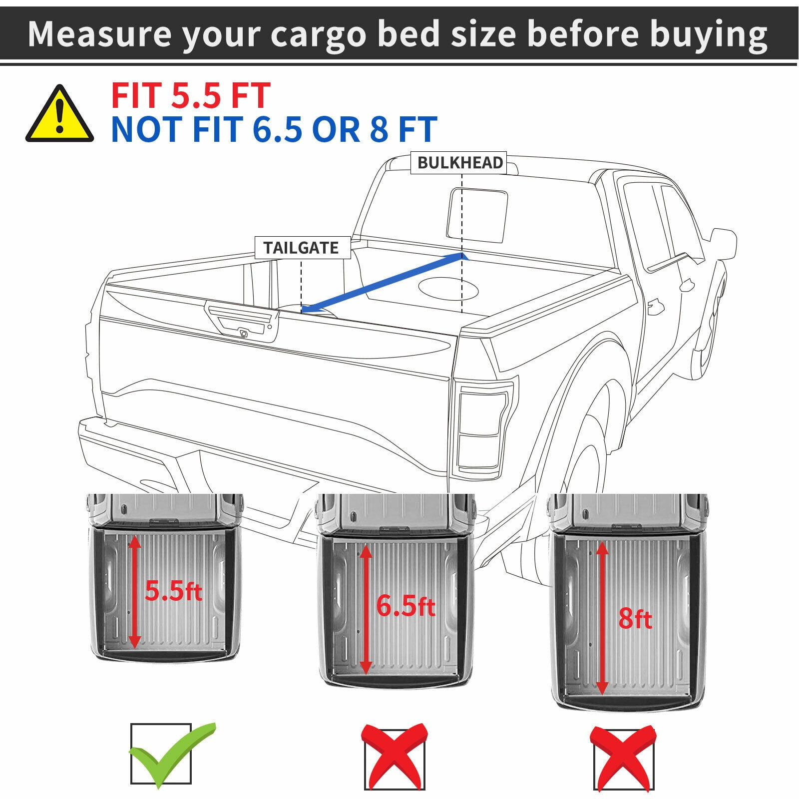 RVNI 5.6ft Tonneau Cover Soft Four Fold Truck Bed Covers for 2009-2014 Ford F-150 F150 Styleside with Led Lamp