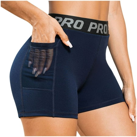 Fancifize Biker Shorts Women with Pockets - 3  High Waisted Workout Tummy Control Gym Running Yoga Shorts Spandex Shorts Prime Day Deals Today