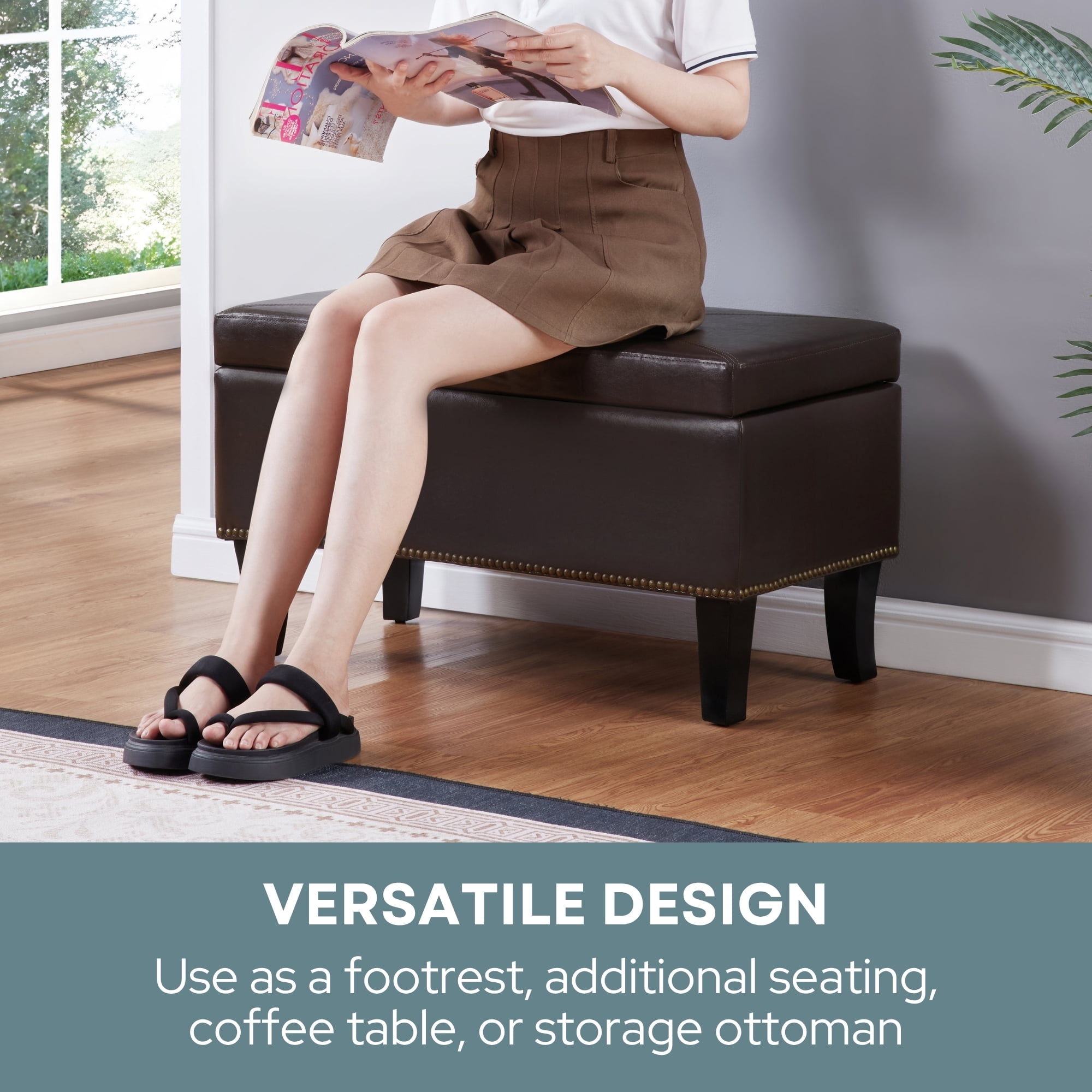 Convenience Concepts Designs4Comfort Winslow Storage Ottoman Bench