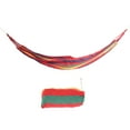 thumbnail image 1 of Hamaca portátil para acampar, de alta resistencia, para interiores y exteriores, ligera, para viajes, color rojo con rayas de colores, 1 of 15