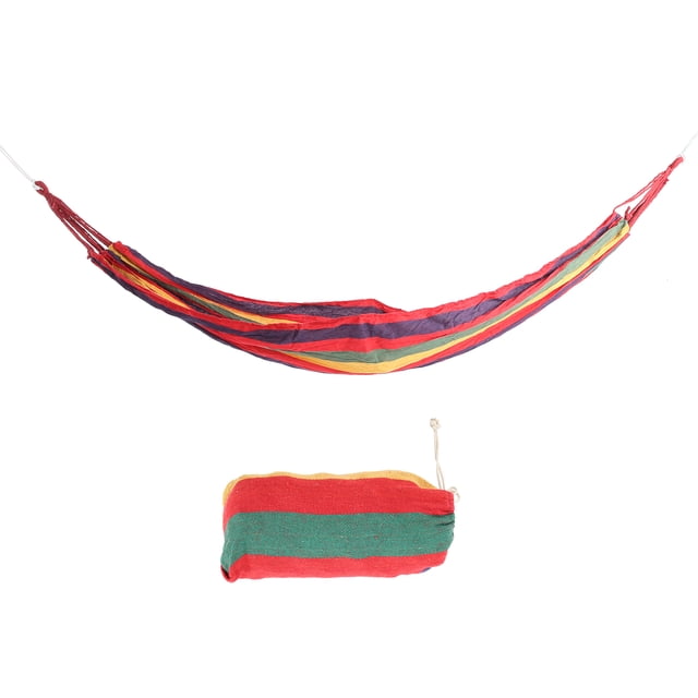 Hamaca portátil para acampar, de alta resistencia, para interiores y exteriores, ligera, para viajes, color rojo con rayas de colores
