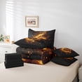 thumbnail image 4 of Musical Note Bed Set in a Bag 7 Pcs,Fashion Music Theme Starry Glitter Bedding Set,Romantic Neon Golden Sequins Print (Not Real) Comforter with Fitted,Flat Sheet,Pillowcase,Pillow Covers,Twin, 4 of 5