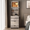 thumbnail image 6 of Barara King Vanity Table and Chair Set,Small Vanity Desk with Mirror and LED Lights, Makeup Table with Charging Station and Storage Shelves,Gray, 6 of 12