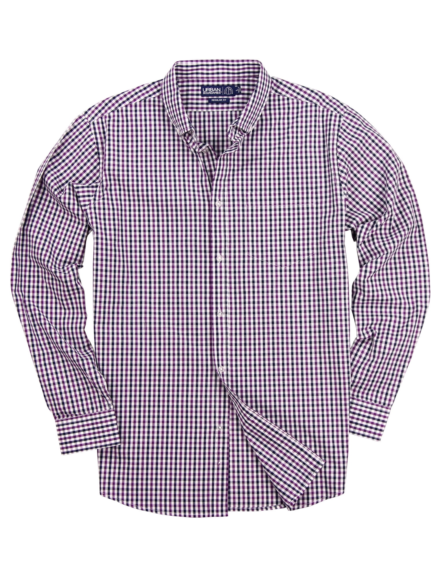 Urban Boundaries - Men's 100% Cotton Plaid Long Sleeve Shirt (Pink ...