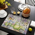 thumbnail image 3 of Blue Purple Floral Placemats Set of 4, Spring Vintage Hydrangea Flower Truck Placemats for Dining Table, Place Mats for Kitchen Tabletop, Waterproof Wipeable Dining Table Mats Set, 3 of 9