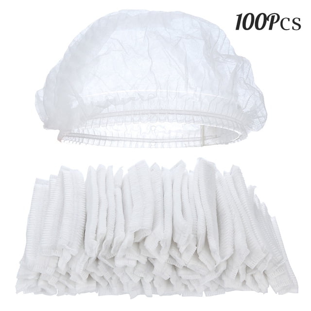 Oleegame 1PC Pretty Apron 100Pc Disposable Non-Woven Paper Caps Chef Hat for Restaurant Kitchen Hotel Home White