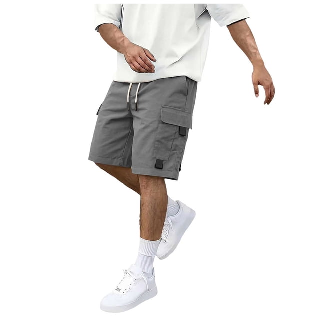 Fsqjgq Men'S Cargo Pants Gym Shorts Work Pants Trousers Drawstring Sweatpants Workout Short for Running
