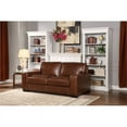 thumbnail image 2 of Oadeer Home 71.5" Square Modern Genuine Leather Arm Loveseat in Brown, 2 of 2