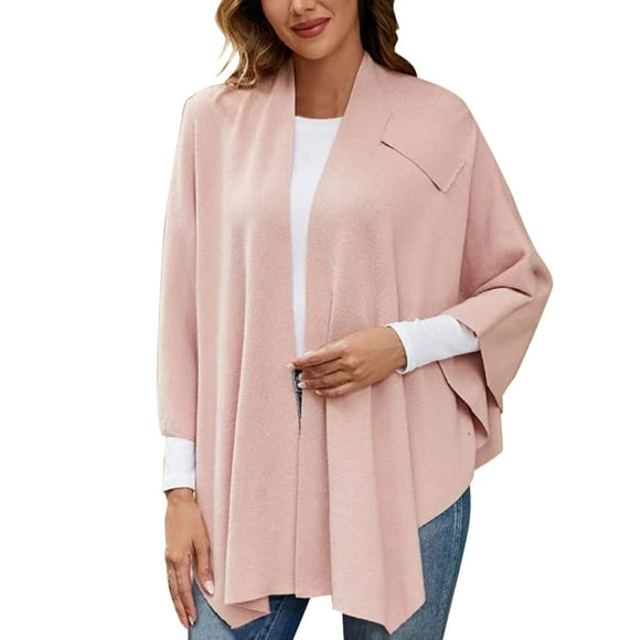 GZWYHT Châles Enveloppants, Châle Femme Grand Ponchos avant Tricoté Chandail Enveloppant Topper Automne Hiver Châles Élégants Cape Robe de Concert Foulards pour Femmes Léger, Liquidation, Châles et Enveloppements Rose