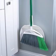 Libman Extra Large Precision Angle Broom with Green Steel Handle and Clean Fibers Dustpan