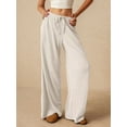thumbnail image 2 of Women Wide Leg Pants with Pocket High Waisted Lounge Palazzo Autumn and Winter Pants White XXL, 2 of 6
