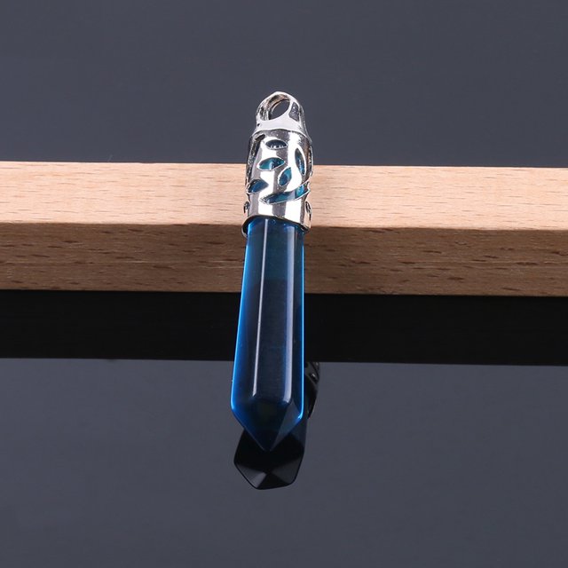 Pendentifs Collier Opale Point de Guérison Prisme Hexagonal Long Perle Hommes Femmes Bijoux