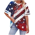 thumbnail image 2 of NSLGXD Plus Size Top for Women Stars and Stripes Print Oversized Tshirts Casual Round Neck Summer Graphic Tees S-5XL, 2 of 7