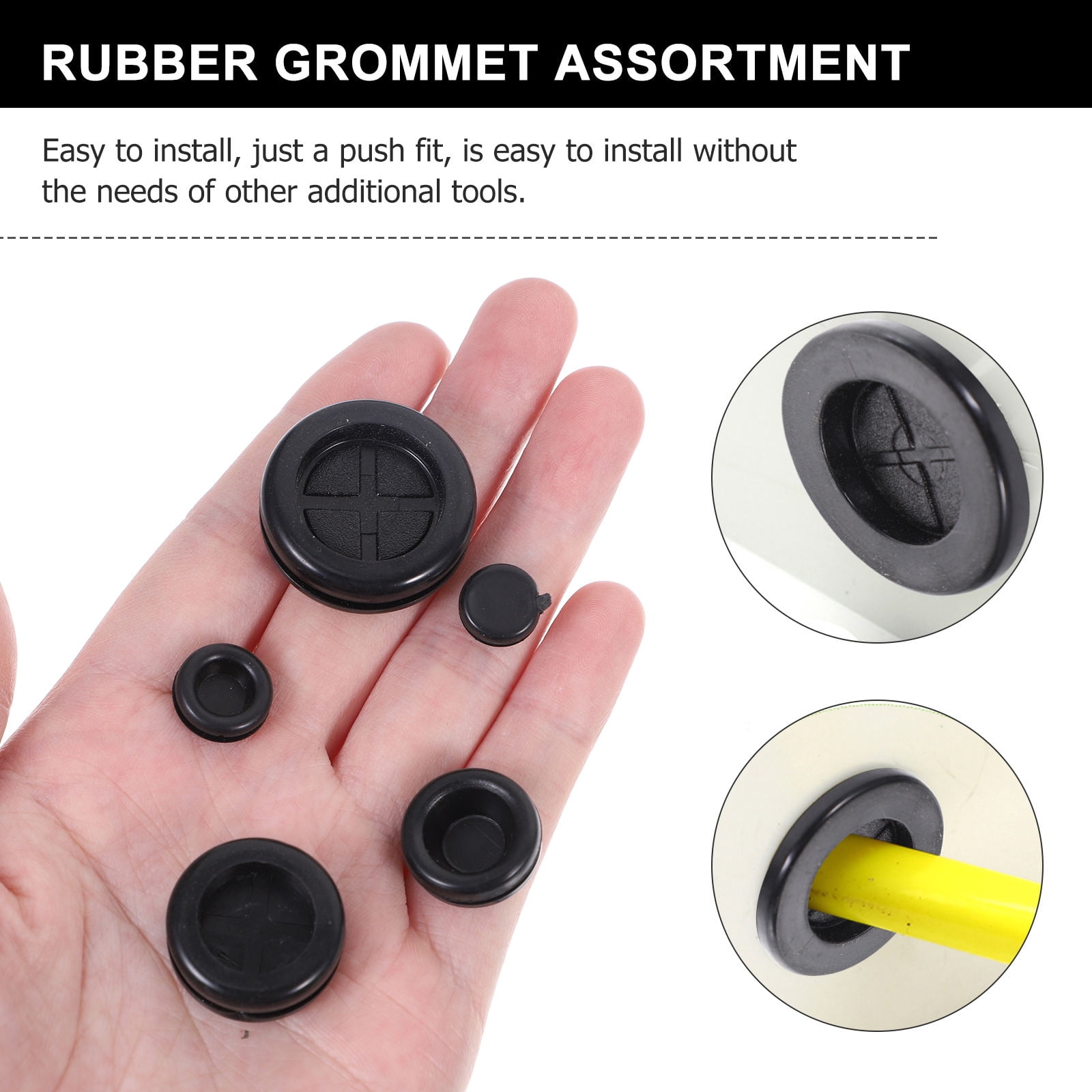TAILTOSS  510Pcs Black Grommet Kit for Wires and Electrical Appliances