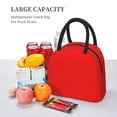 thumbnail image 5 of Honeii Red Print Insulated Lunch Bag Women Reusable Lunch Box with Pocket for Work Picnic Travel -One Size, 5 of 6