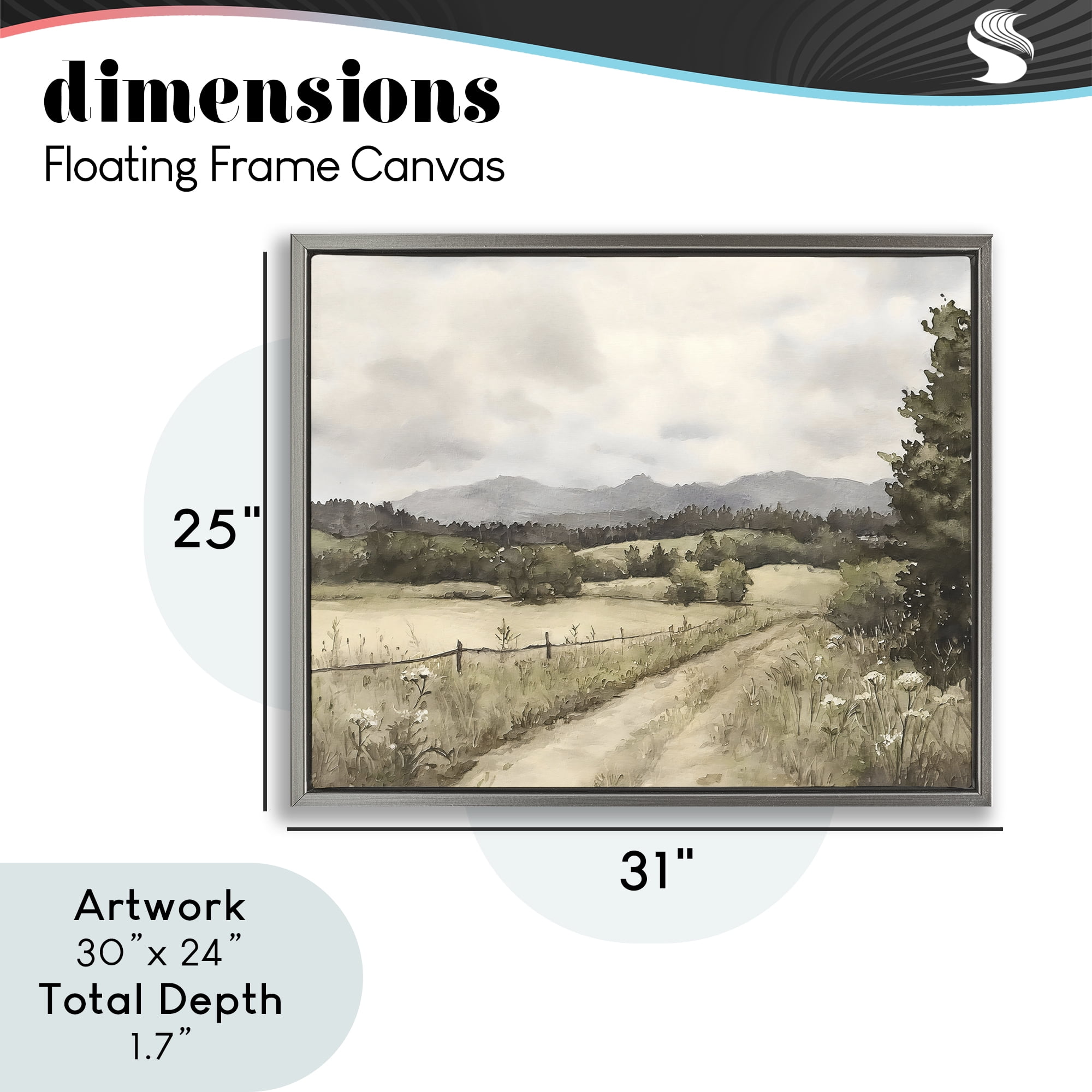 Stupell Industries Muted Meadow Lane Gray Framed Floater Canvas Wall Art, design by Riley B