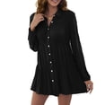 thumbnail image 1 of Vestido De Manga Larga Para Mujer, Vestido Camisero De Un Solo Pecho Bien Combinado, Cómodo, Color Puro, Tiro Medio, Solapa De Cintura Regular Para La Vida Diaria ANGGREK No, 1 of 6