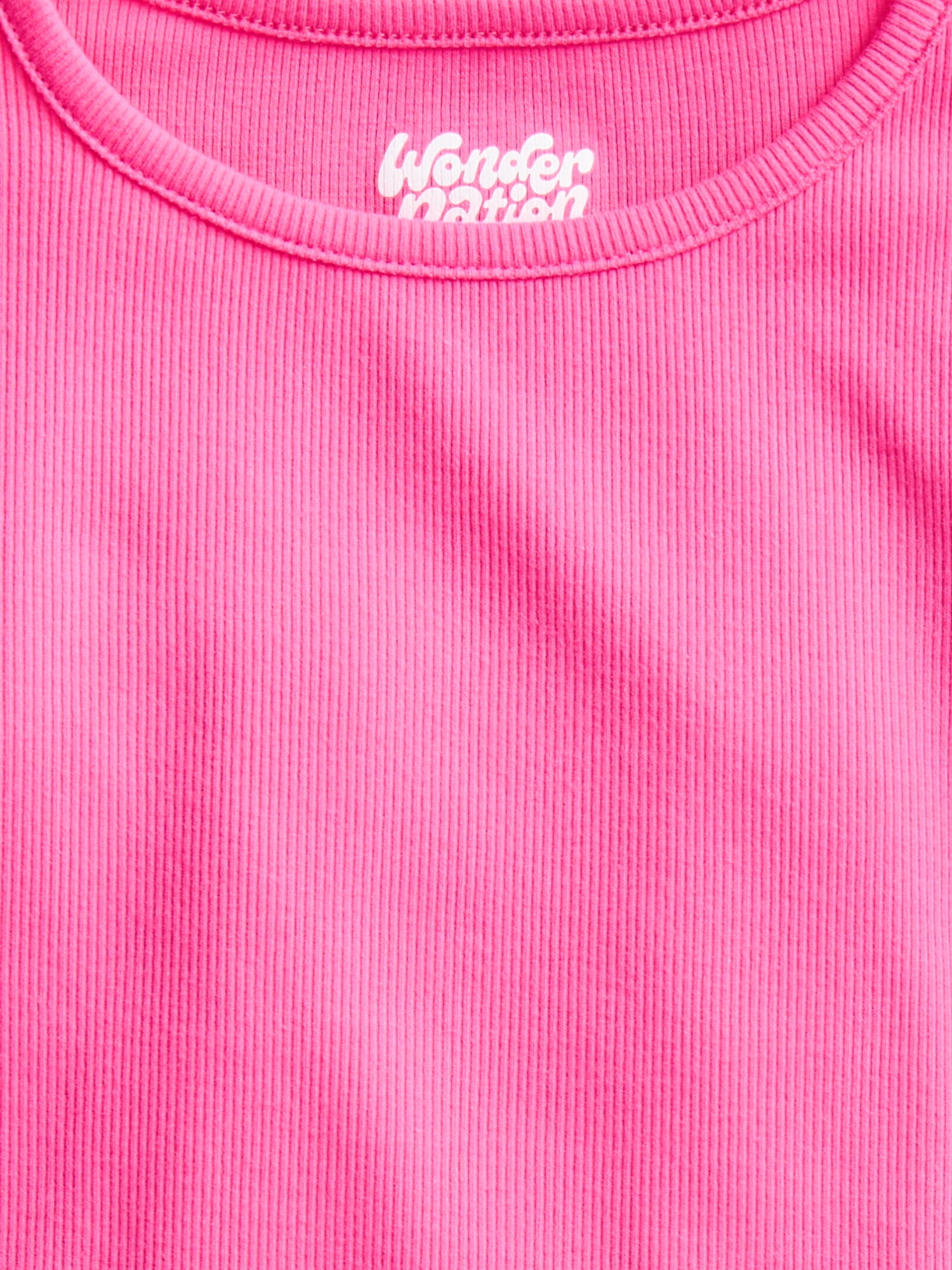 Wonder Nation Girls' Ribbed Top with Short Ruffle Sleeves, Sizes 4-18 & Plus