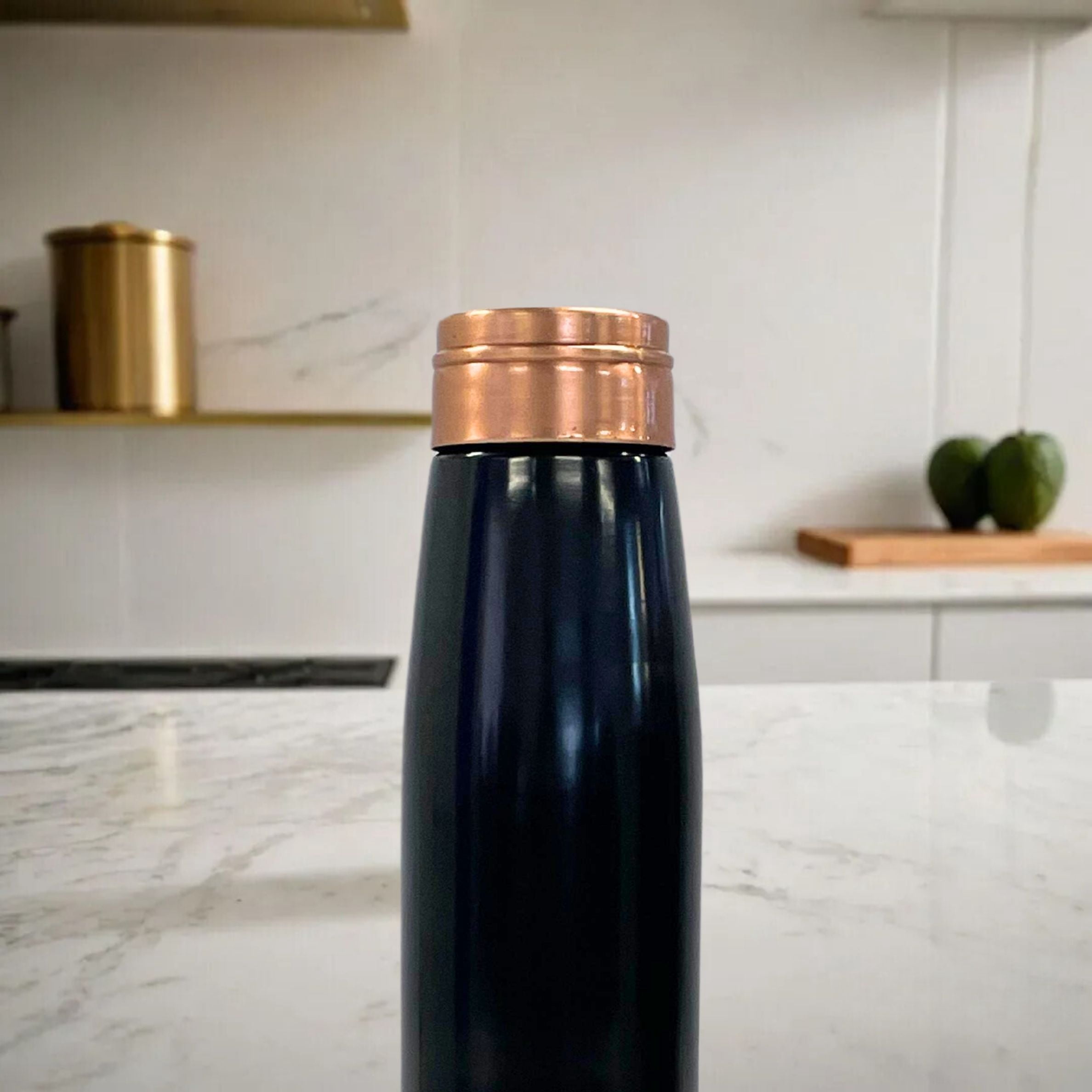 SuperGeneriX 34 oz Copper Water Bottle - Leakproof Durable Metal Travel Bottle (Black)