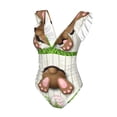 thumbnail image 4 of Yiaed Brown Bunny Print Women's Ruffled One Piece Swimsuit V Neck Swimwear Slimming Monokini for Woman-Small, 4 of 8