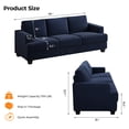 thumbnail image 3 of BLAZANT 89" Sofa Couch, 3 Seater Sofa with Suppleness Armrests, Corduroy Fabric Deep Seat Sofa with Upholstered Cushion& Backrests, Modern Comfy Couch for Living Room Apartment Office, 3 of 11