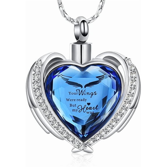 Crystal Heart Cremation Urn Necklace for Ashes Keepsake Cremation Jewelry Crystal Urn Necklace Urn Stainless Steel Memorial Pendant for Women Men Loved Ones