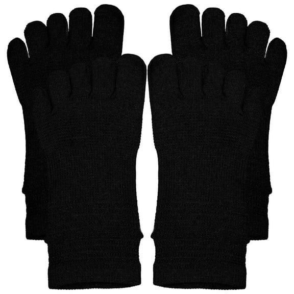 OUNONA  2 Pairs Toe Socks Foot Alignment Women Five Finger Miss Man Black