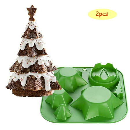 

Christmas Decorations Wax Baking Christmas Ice Jelly Silicone Cake 2pcs Tree Mould Tray Chocolate Cake Mould