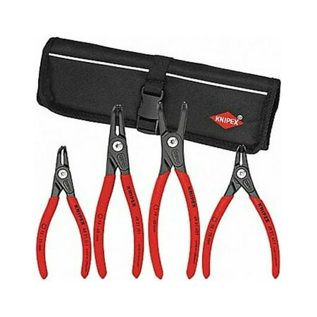 UPC: 0843221018351 | Knipex 9K-00-80-20-US 4 Piece Precision Circlip Pliers Set in Tool Roll – 90 Degree (Set 1)