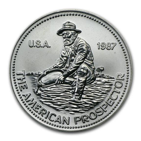 1987 1 oz Silver Round - Prospector (Eagle Reverse)