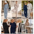 thumbnail image 4 of UVN Pajama Sets for Women Long Sleeve Lounge Set Ribbed Knit Sleepwear 2 Piece Pjs Soft Loungewear with Pockets, 4 of 5