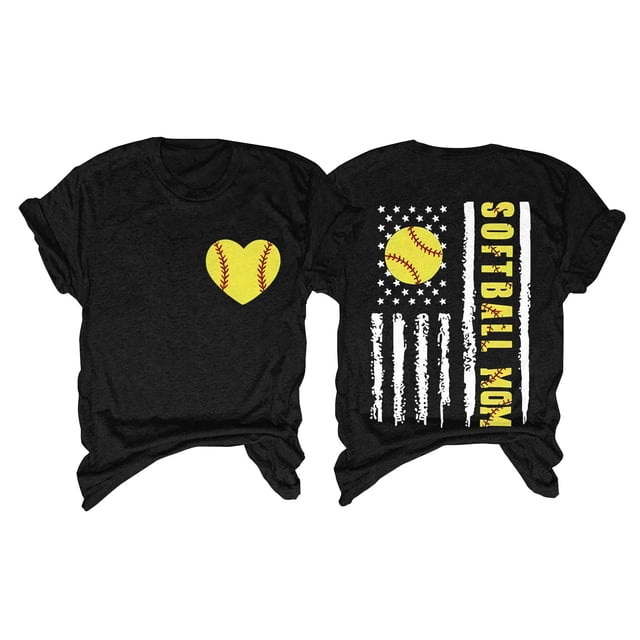 Jindong T-Shirt Ample à Manches Courtes Imprimé Baseball pour Femmes