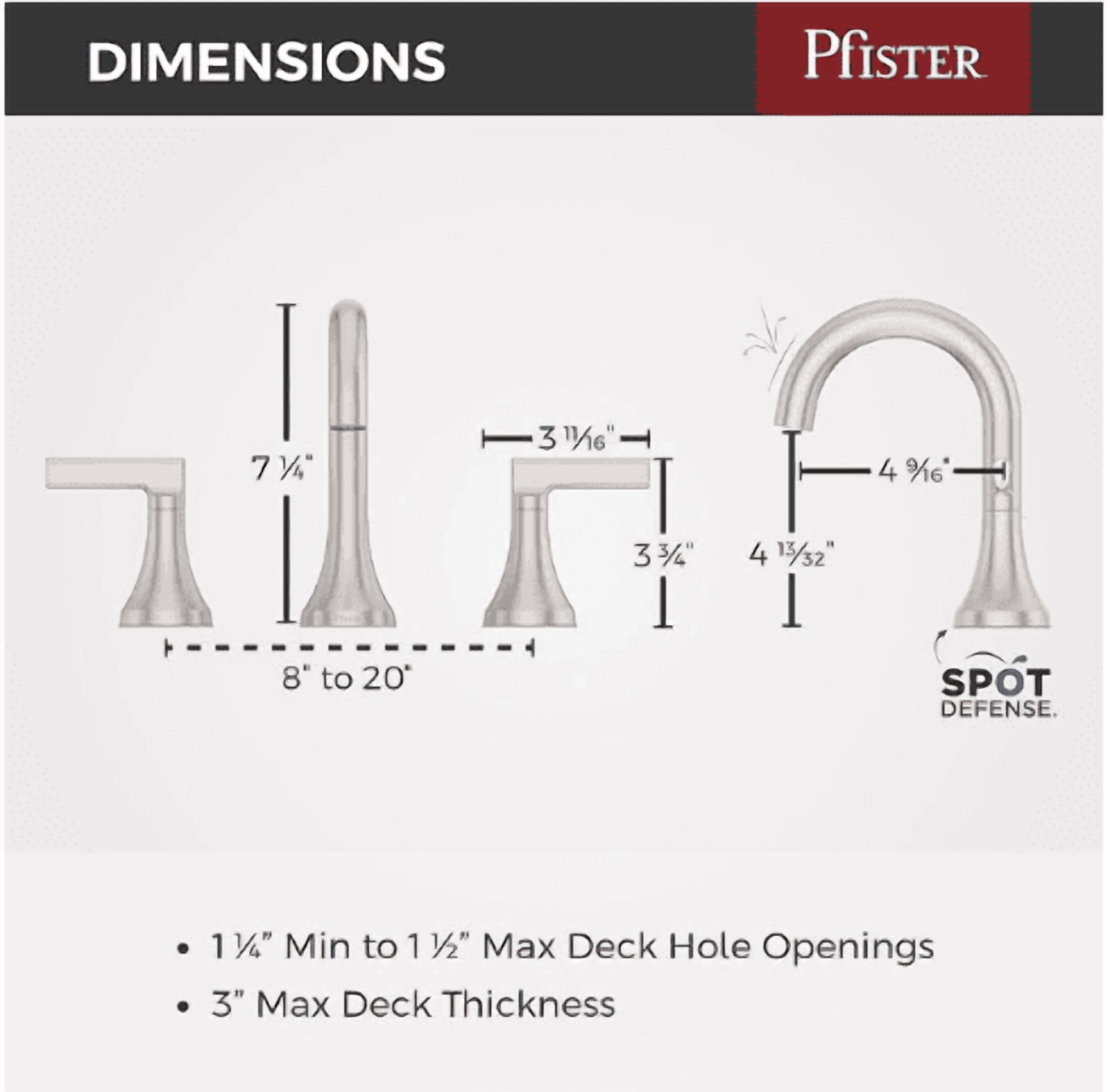 Pfister Vedra 8 in. Widespread Double Handle Bathroom Faucet in Spot Defense Brushed Nickel