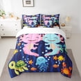 thumbnail image 2 of Manfei Sea Axolotl Bedding Comforter Set 7-Piece, Ocean Animal Crab Fish Full Bedding Set, Cartoon Navy Blue Fitted Sheet Flat Sheet, Lightweight Room Decor, 2 of 8