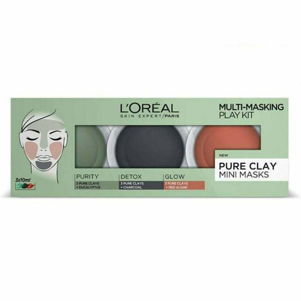 L'Oreal Multi-Masking Clay Masks: Purity, Detox and Glow, 3x 10 ml - Walmart.com